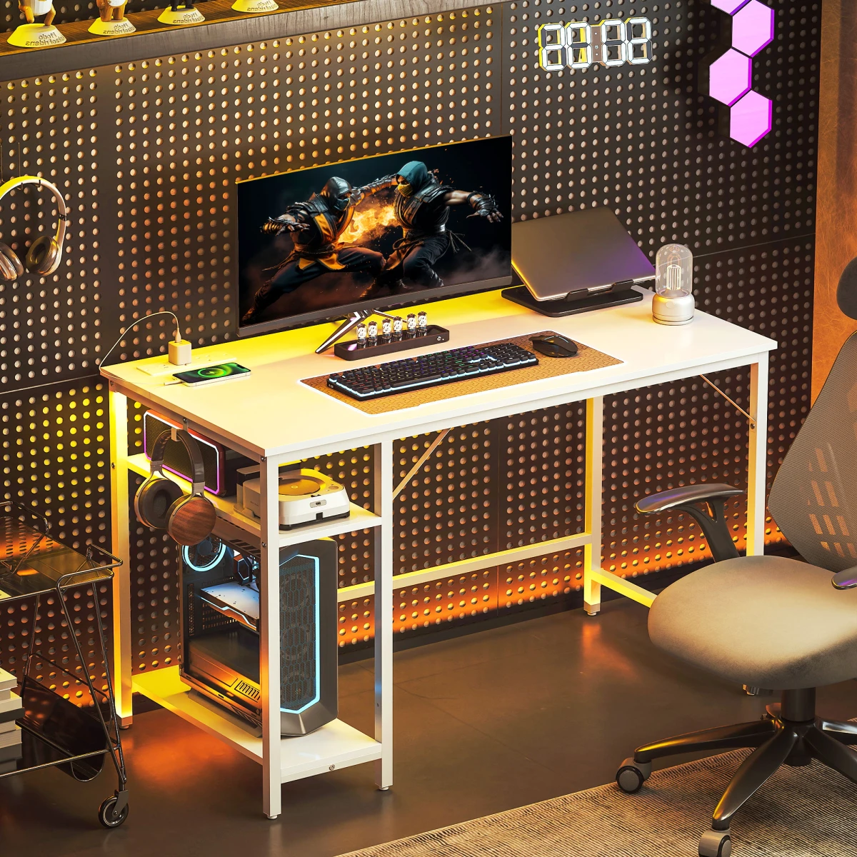 HOMCOM 120x60 cm Reversible Home Office Desk With USB Ports And Power Sockets For Bedroom by HOMCOM