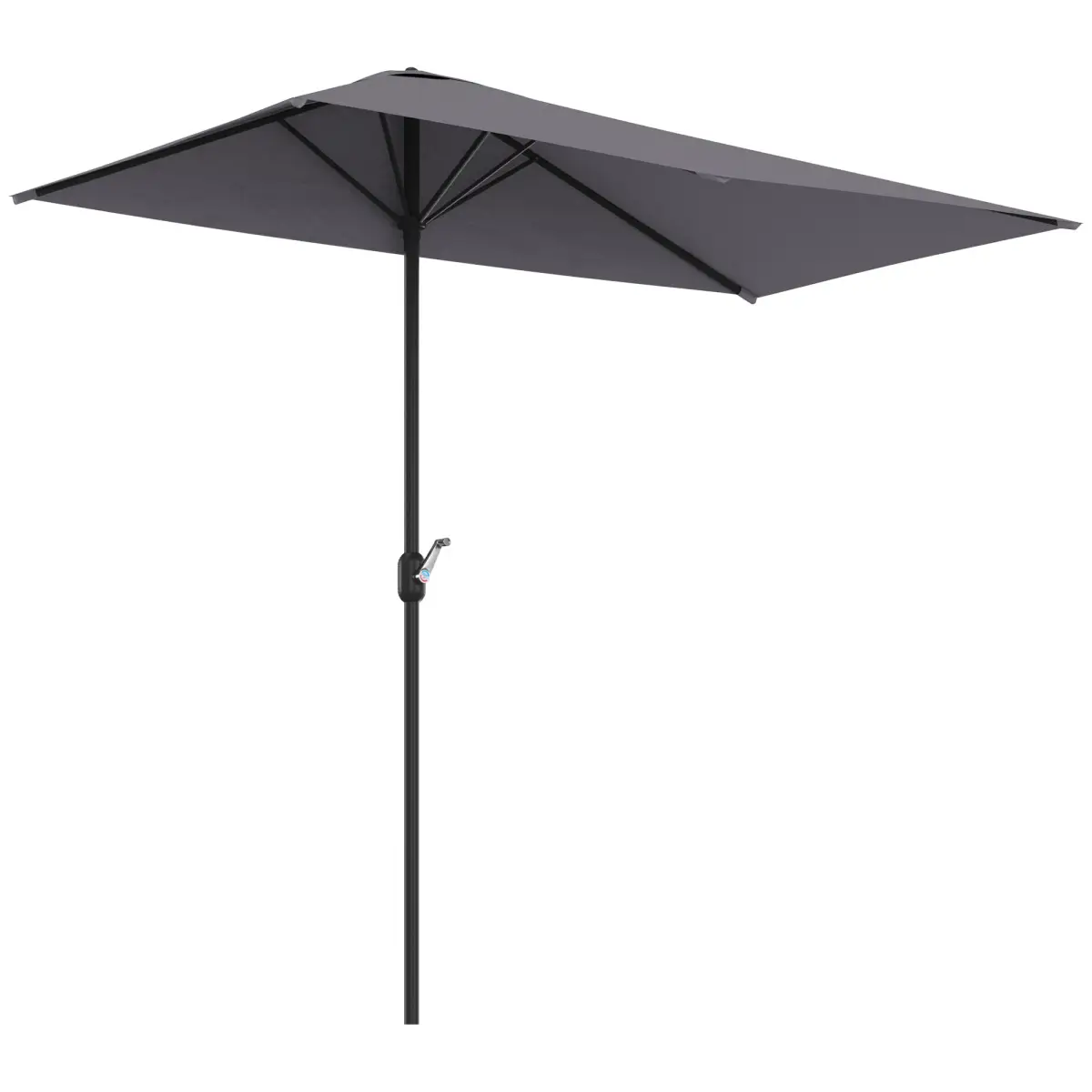 Outsunny Half Parasol Semi Round UmbrellaCrank 2.3m, Grey NO BASE INCLUDED - Parasol