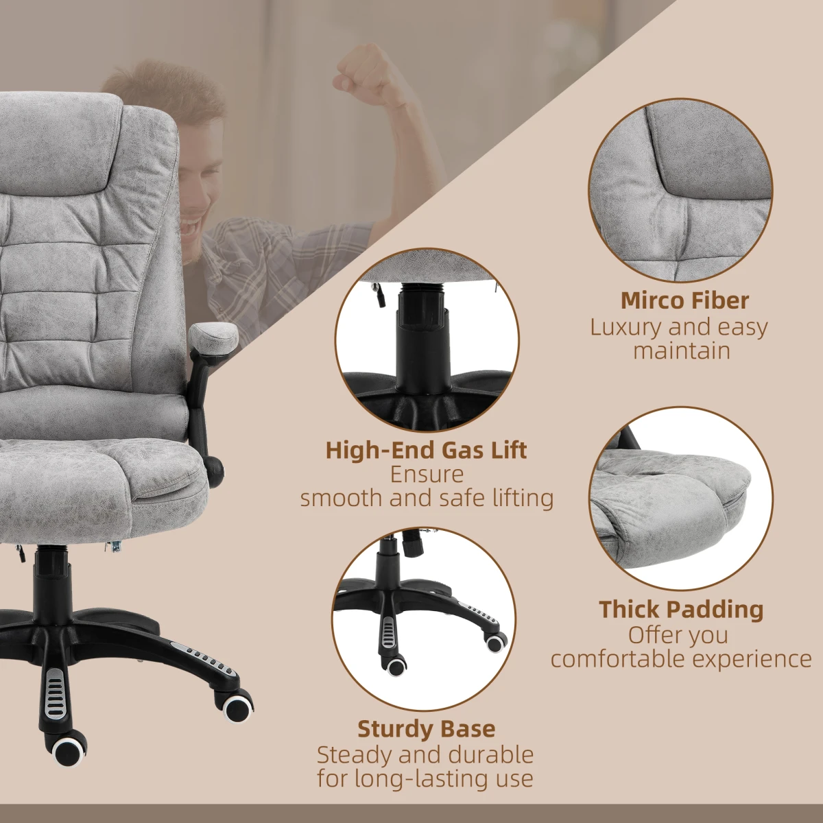 Unbranded Executive Reclining Massage Chair With Heating Six Point Back And Shoulder Massage Headrest For Home Office - Office Chair