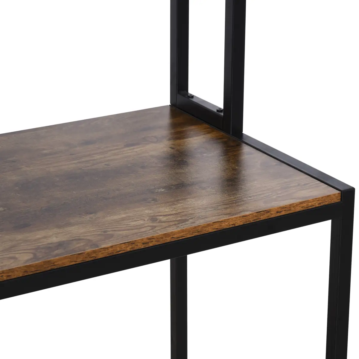 HOMCOM 149x140x125cm Industrial L-Shaped Desk w Shelf - Brown & Black - Desk