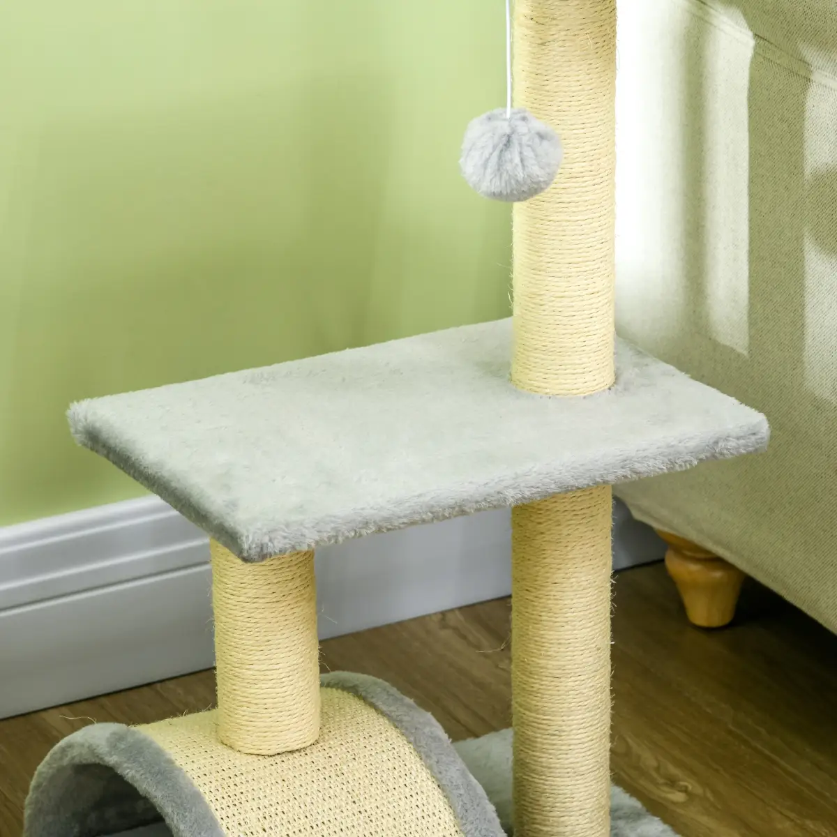 PawHut PawHut 72cm Cat Tree Climbing Tower with Sisal Scratching Post - Light Grey - Cat Tree