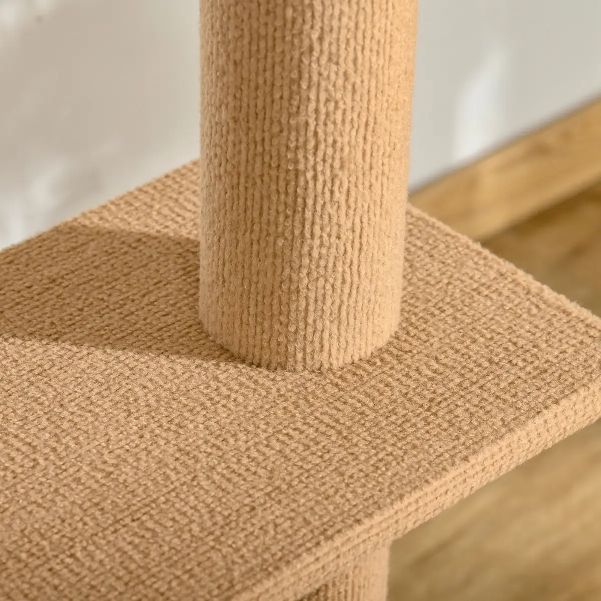 Pawhut 260cm Floor To Ceiling Cat Tree for Indoor Cats w/ Adjustable Height - Brown - Cat Tree