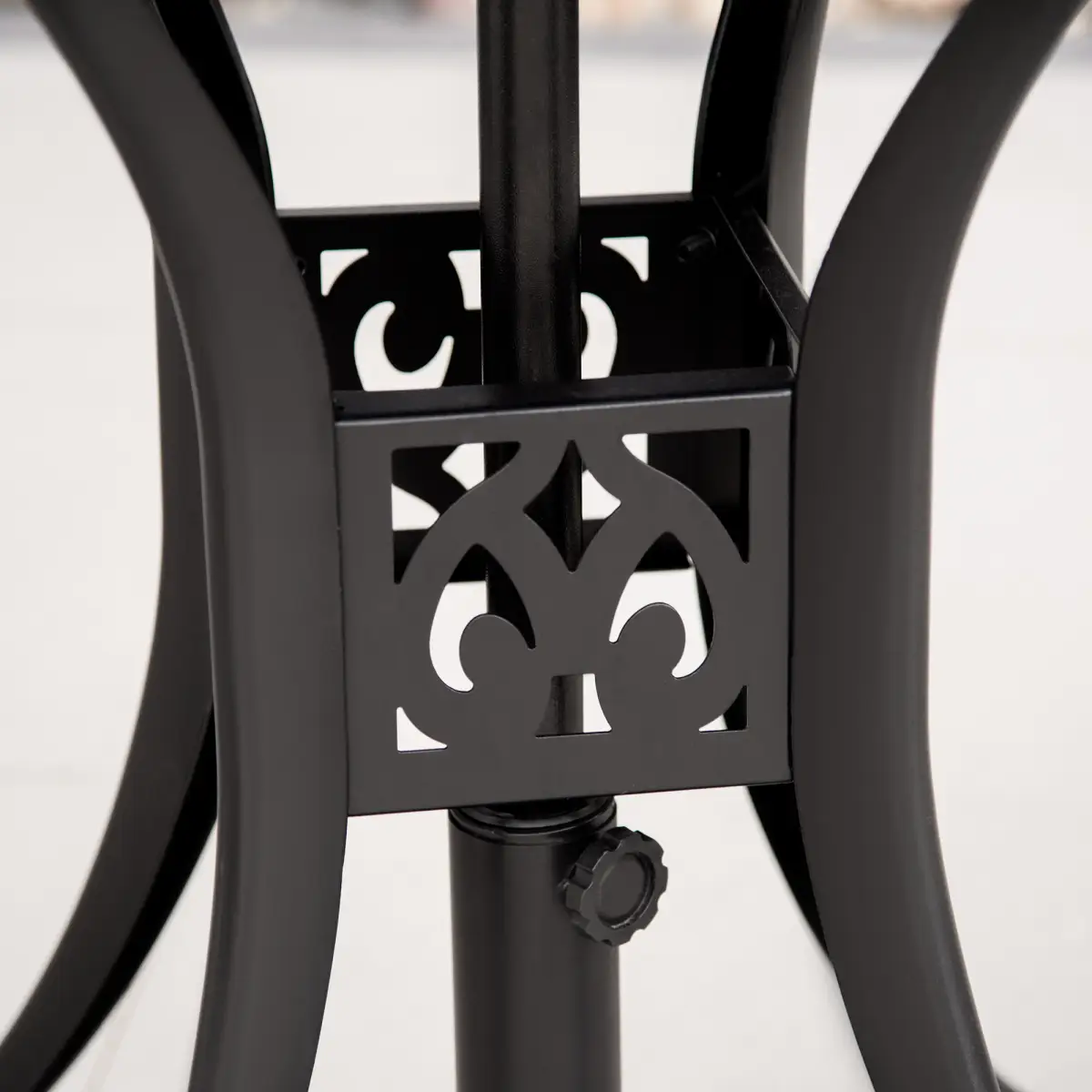 Unbranded 78cm Round Garden Dining Table with Parasol Hole Cast Aluminium Black Outsunny - Garden Table