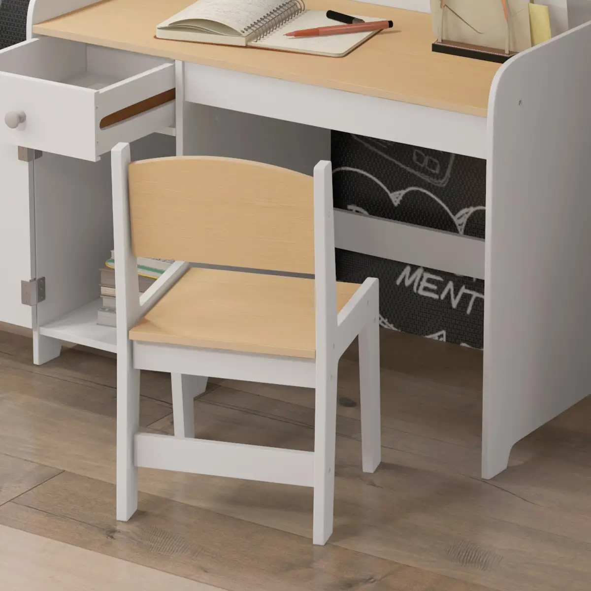 ZONEKIZ ZONEKIZ Kids Desk and Chair Set for 3-6 Year Old with Storage Drawer, White - Desk