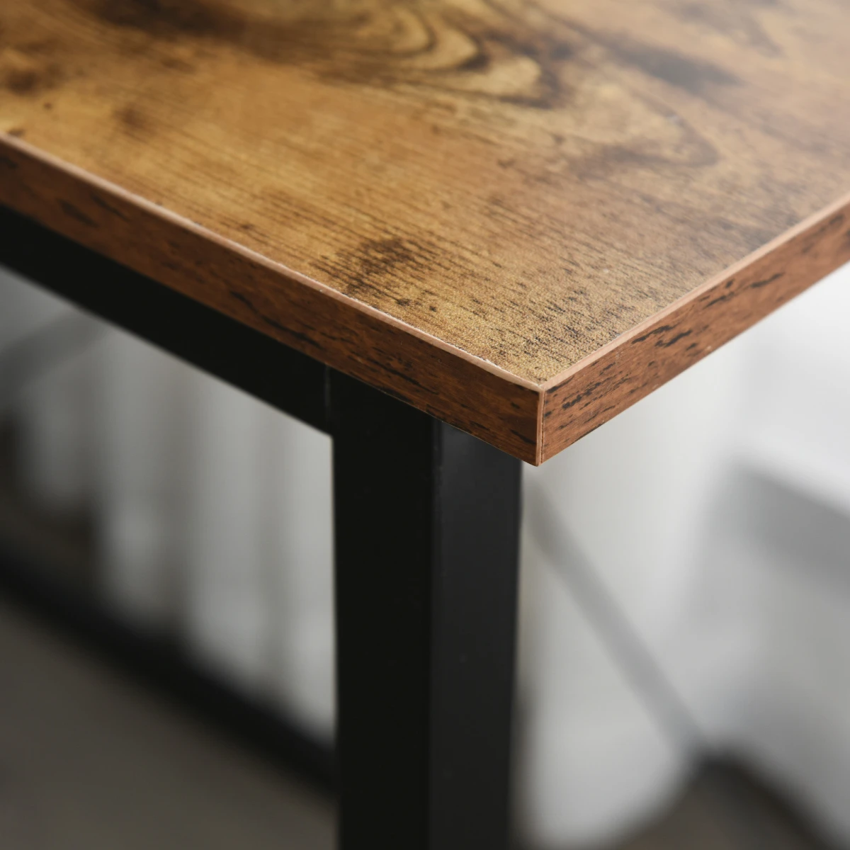 Industrial L-Shape Desk 60x24in Wood Grain Office - Desk