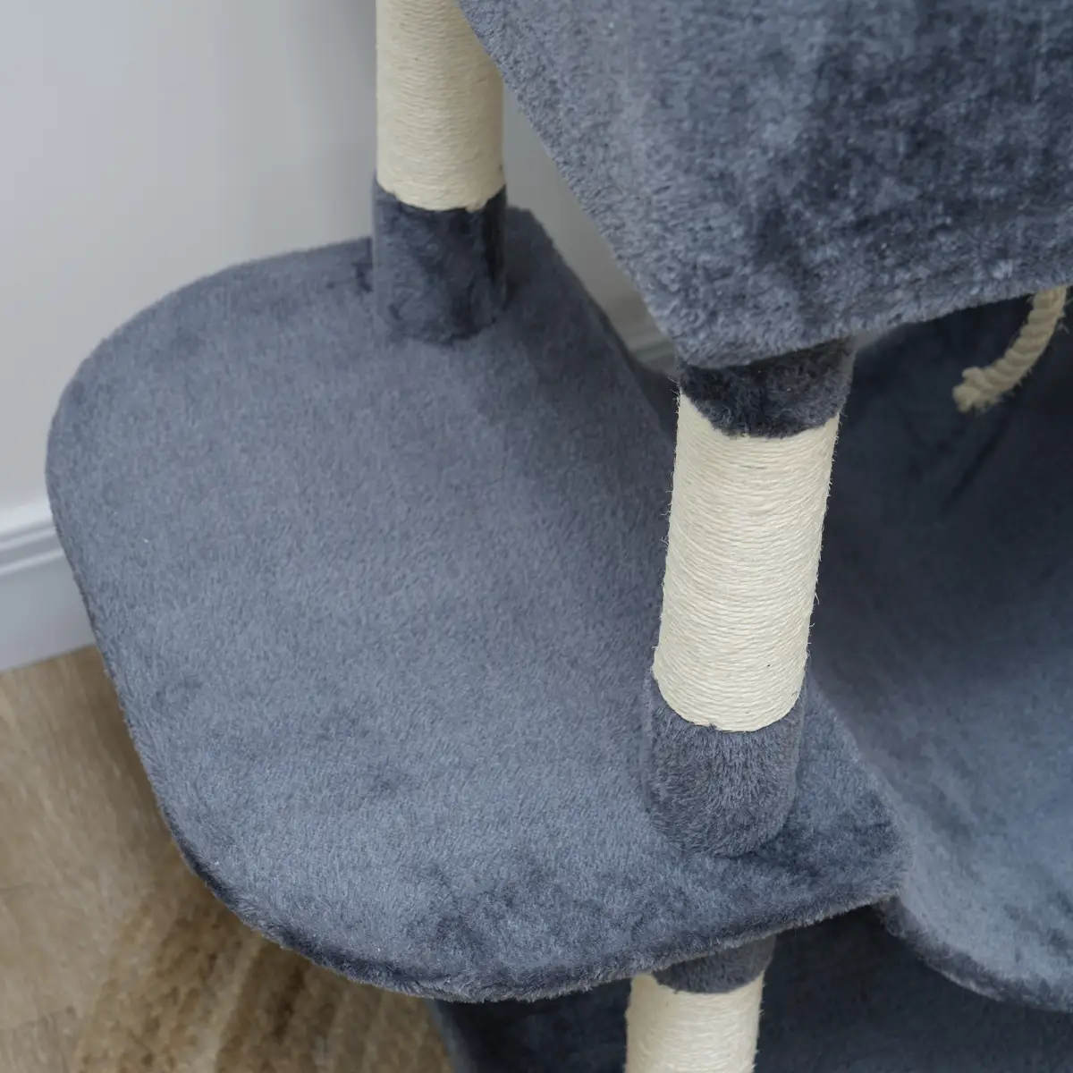 PawHut PawHut 206cm Cat Tree with Scratching Posts, Beds, Condos, Toys, Dark Grey - Cat Tree