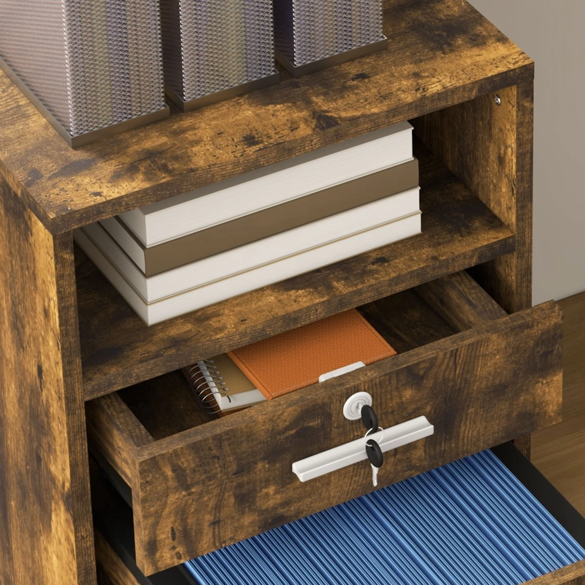 Vinsetto Mobile File Cabinet Lockable 5 Wheels by Vinsetto