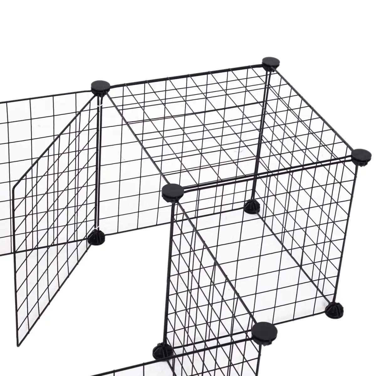 Pawhut DIY Pet Playpen Metal Wire Fence 12-Panel Guinea Pig Small Animals Cage Black - Pet Playpen