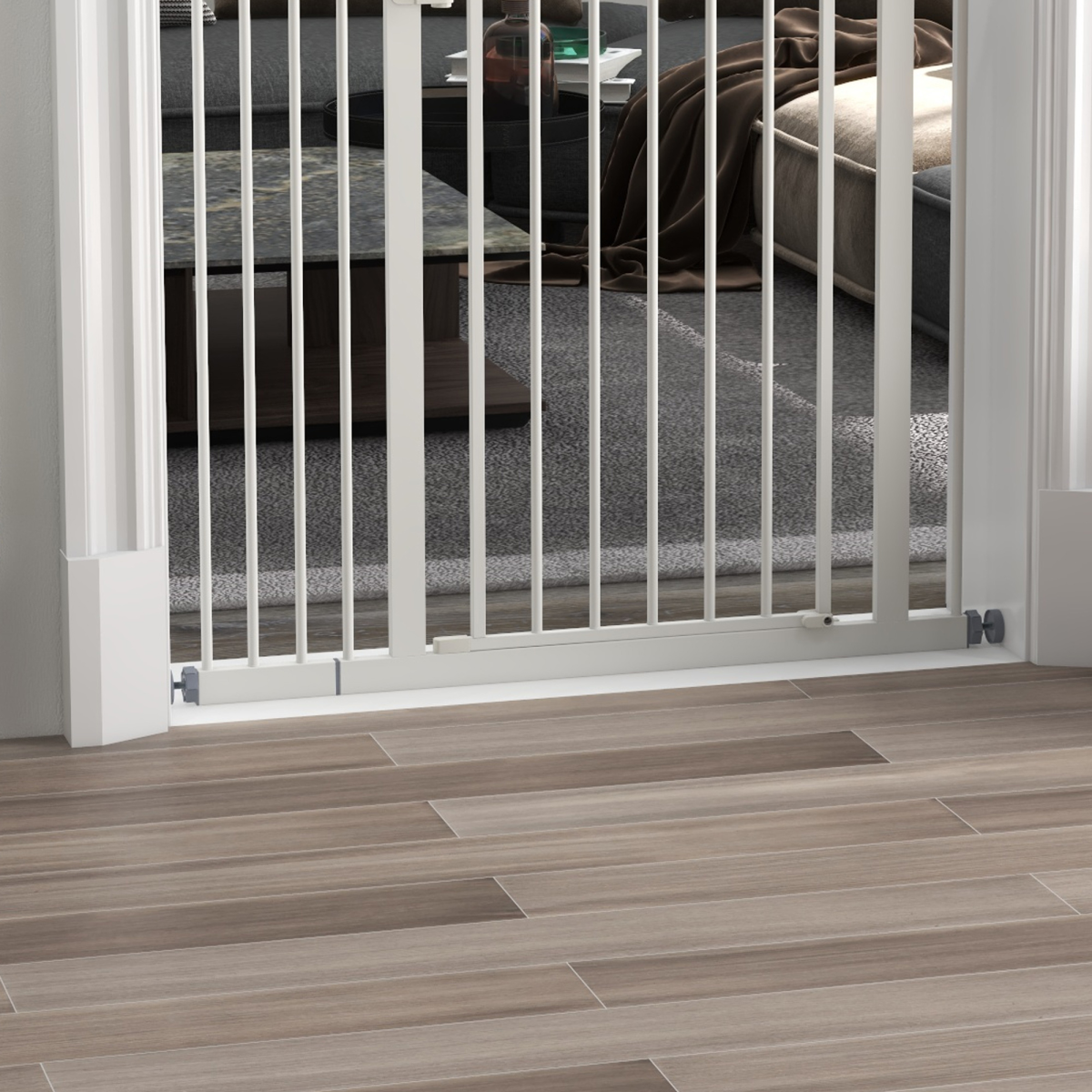 PawHut 74-94cm Adjustable Metal Pet Gate Safety Barrier w/ Auto-Close White - from PawHut