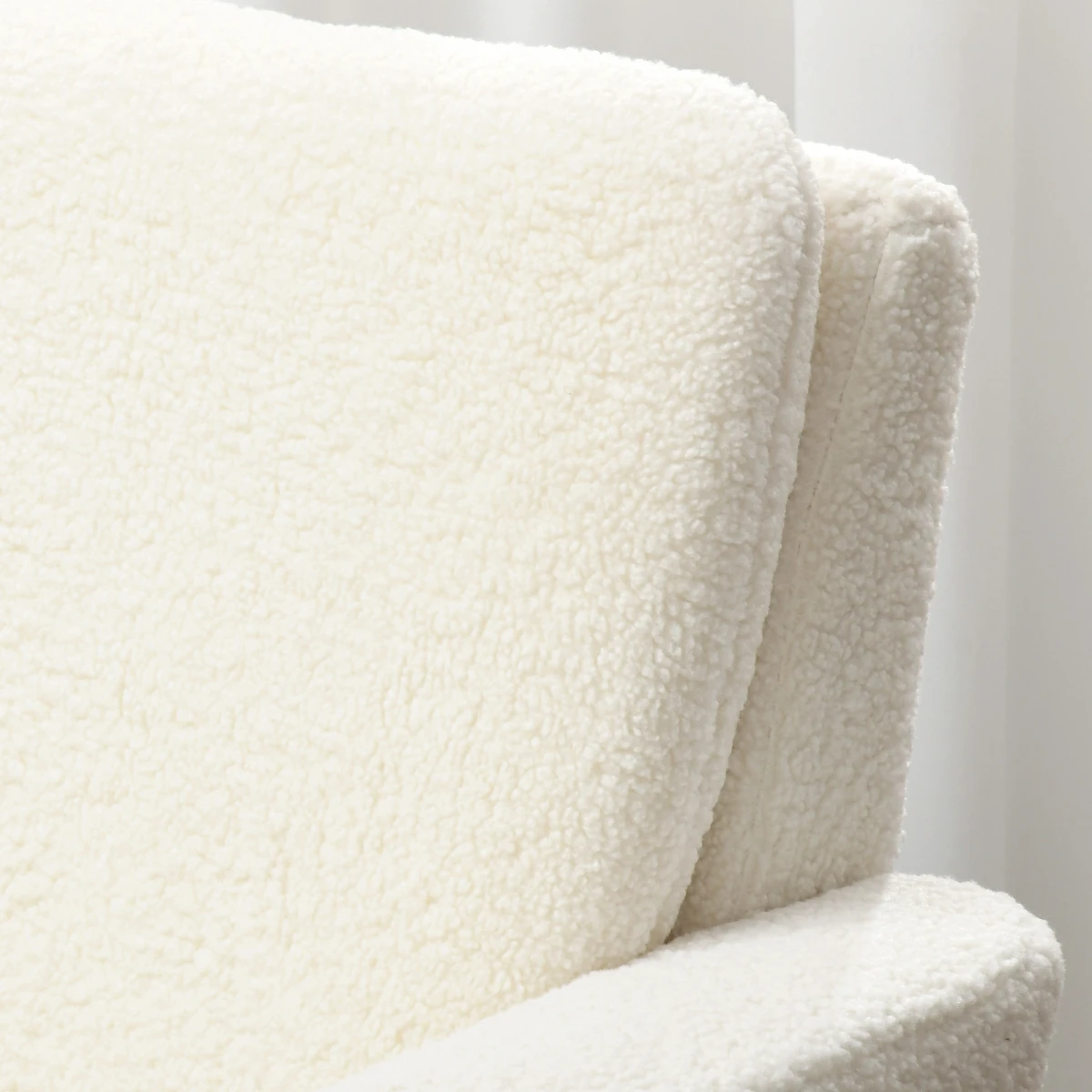 HOMCOM Teddy Armchair Cream Wide Seat With Wood Legs Home -  Accent Chair
