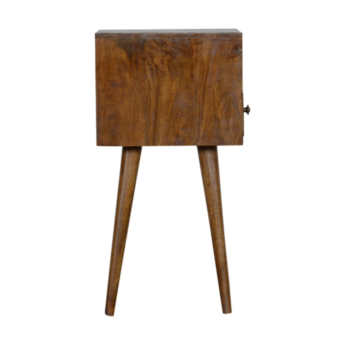 Artisan Furniture Artisan Bedside Table Mini Solid Mango Wood Geo Brass Inlay Drawer Shelf For Modern Bedroom Decor - Bedside Table