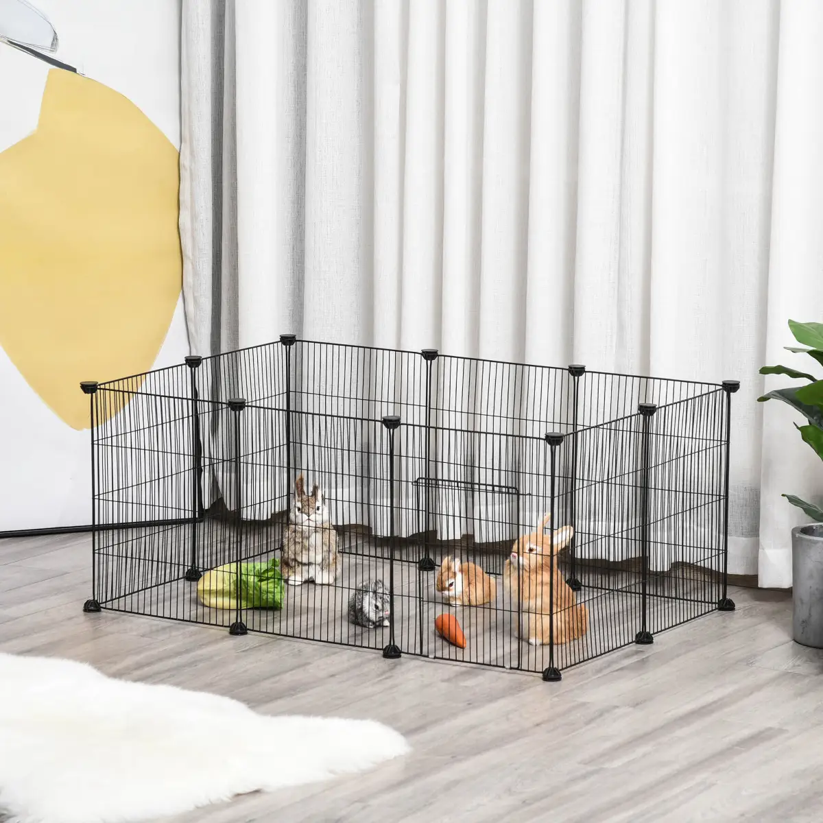 Unbranded DIY Pet Playpen Cage 22 Piece w/Door Bunny Chinchilla Guinea Pig Pawhut - Pet Playpen