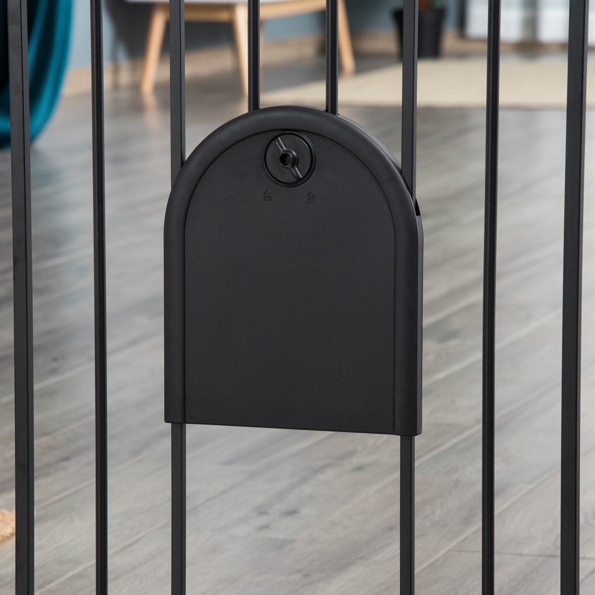 75-82 cm Pet Safety Gate, Stair Pressure Fit, Auto Close, Double Locking, Black - from Unbranded