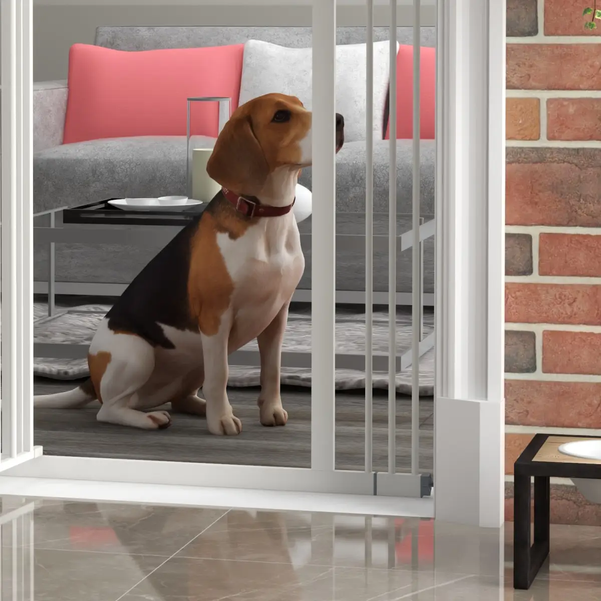 PawHut PawHut 74-100cm Adjustable Metal Pet Gate Safety Barrier w/Auto-Close Door White - Pet Gate