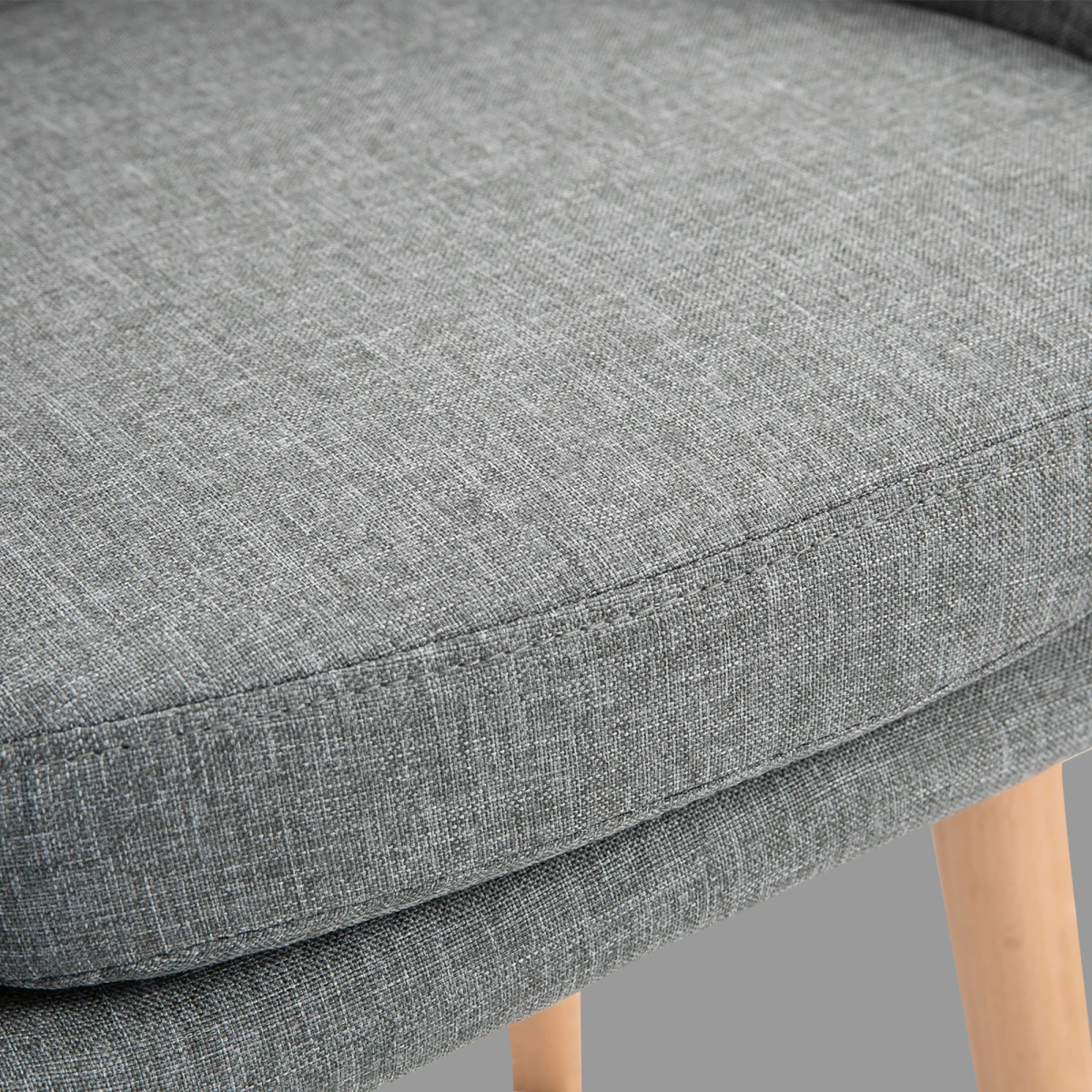 Unbranded 2 PCs Modern Upholstered Fabric Bucket Seat Bar Stools w/ Solid Wood Legs Grey -