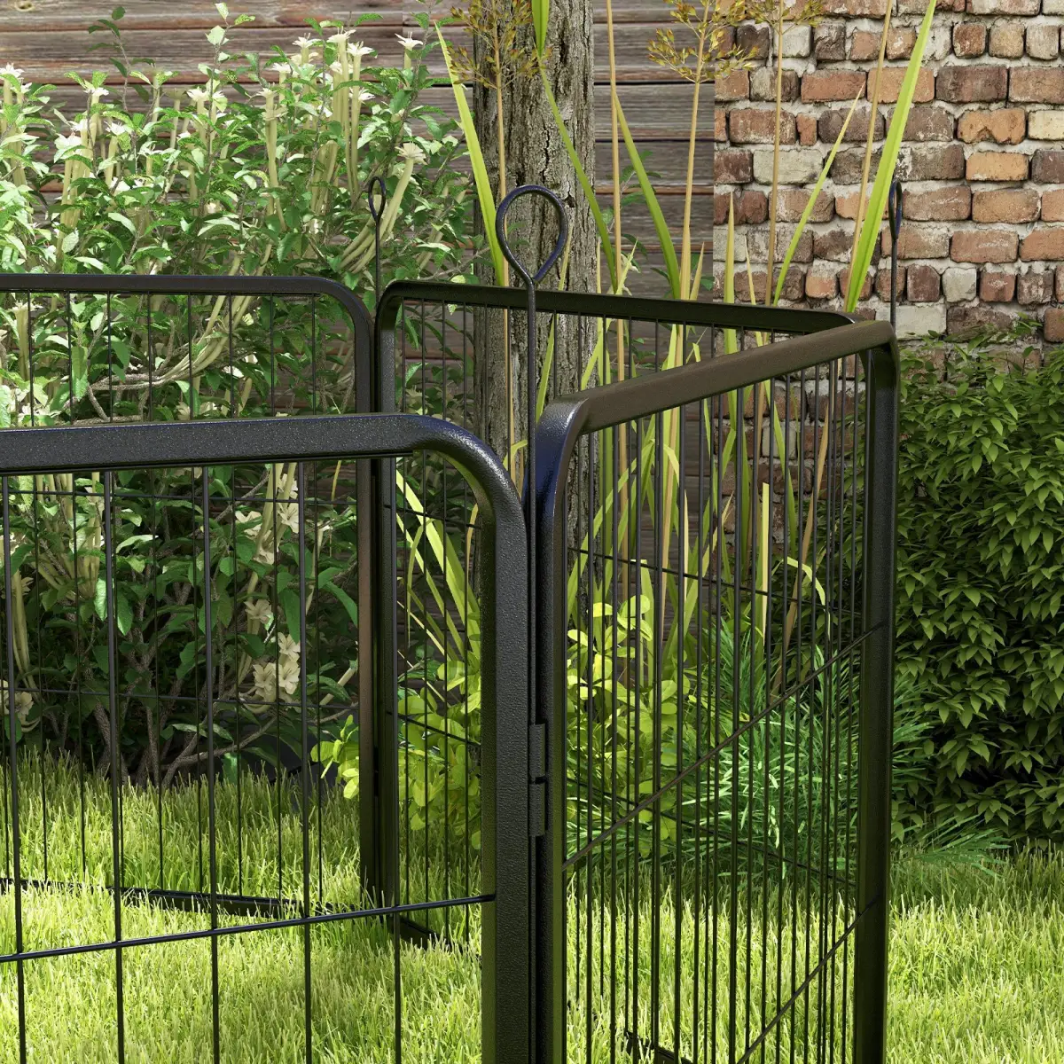 PawHut Pawhut Pet Pen Guinea Dog Pig Puppy Playpen Play House Steel Hutch Metel Black - Pet Playpen