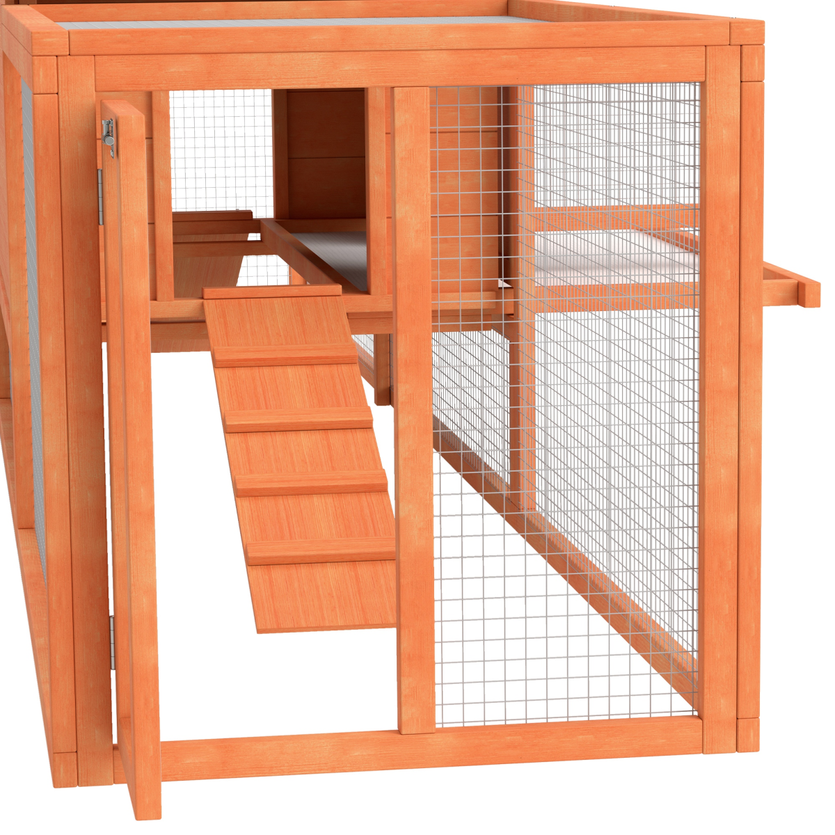 PawHut Wooden Rabbit Hutch Guinea Pig Hutch, Orange, 309 x 70 x 87cm - from PawHut