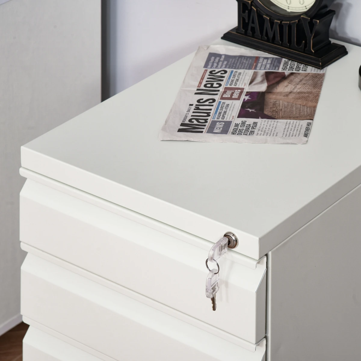 Unbranded Vinsetto Lockable Mobile Vertical File Cabinet 3 Drawer Office Organizer For Home Office - Filing Cabinet