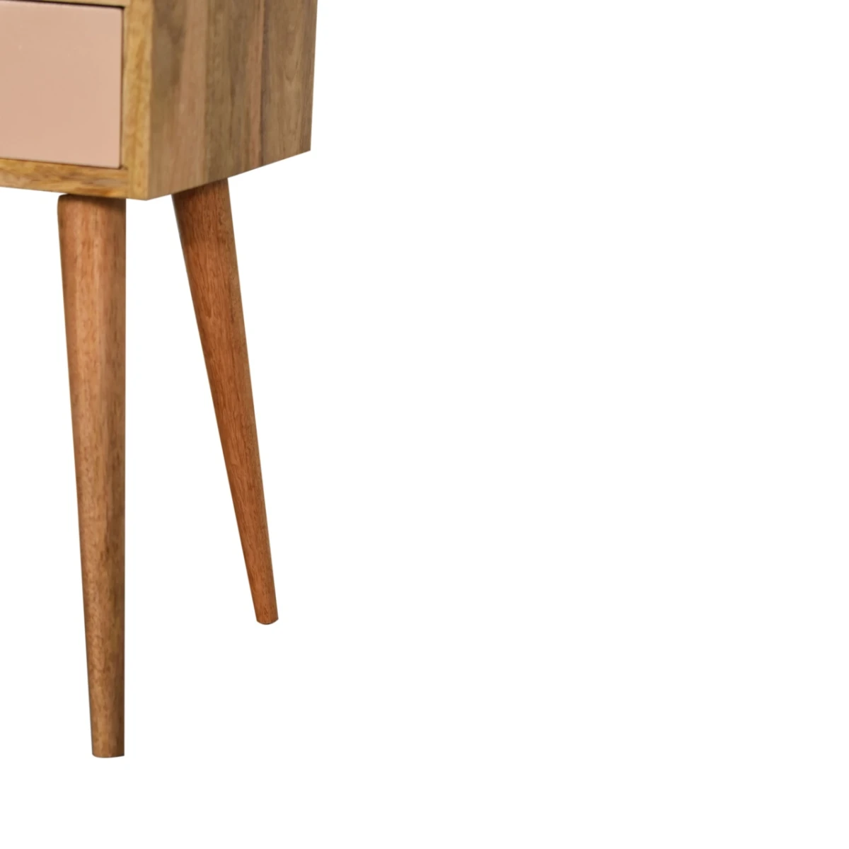 Artisan Furniture Artisan Nightstand Mini Solid Mango Wood Hand Painted Pink Drawer For Bedroom Storage - Bedside Table