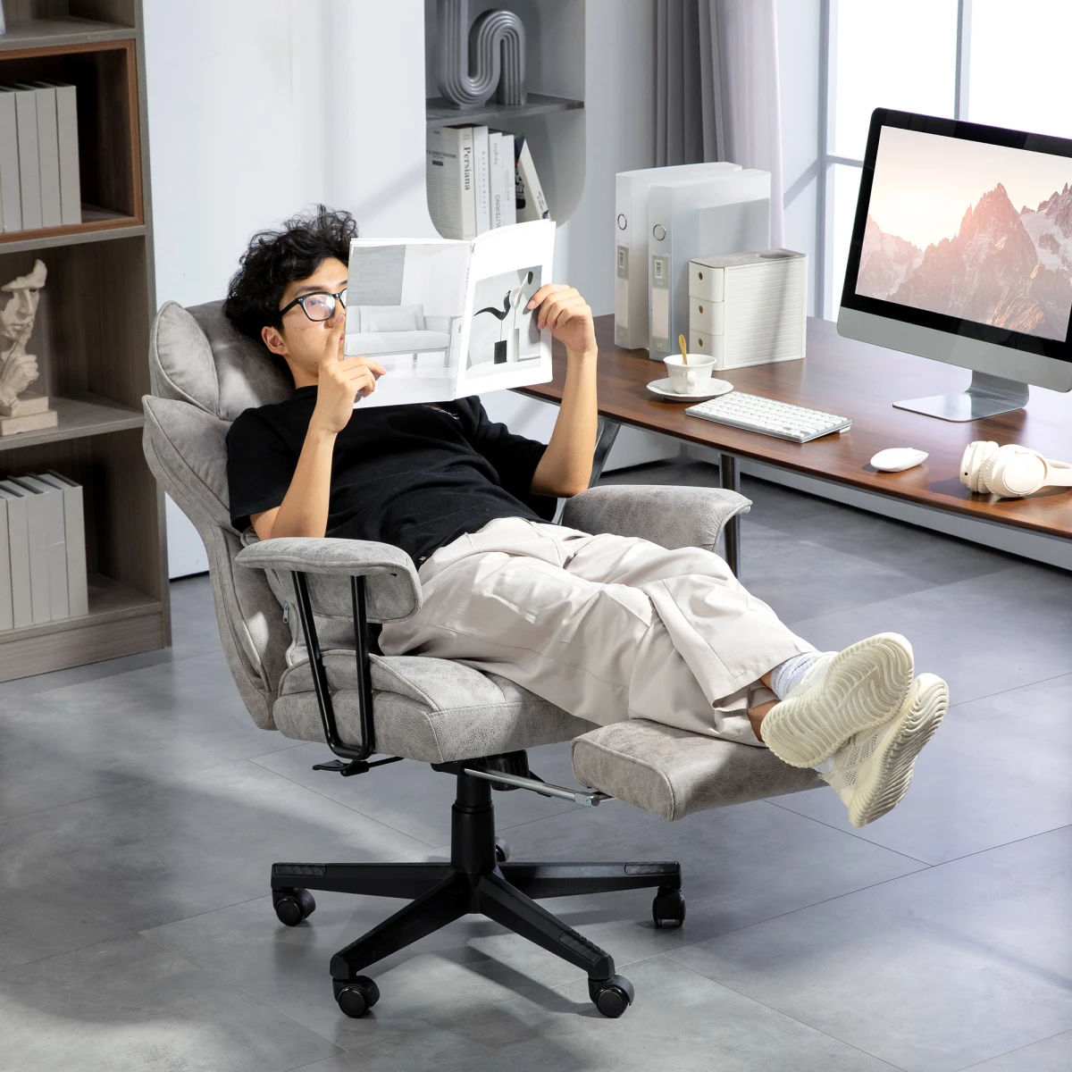 HOMCOM Office Chair 16cm Padding Footrest For Home Office by HOMCOM