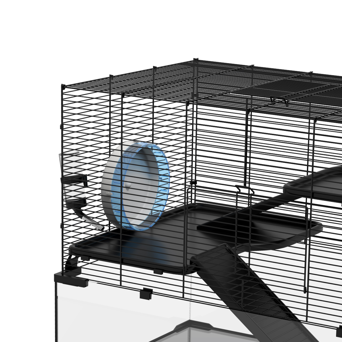 3 Tiers Hamster Cage w/ Deep Glass Bottom, Dish, Hut, 78.5 x 48.5 x 57cm - from PawHut