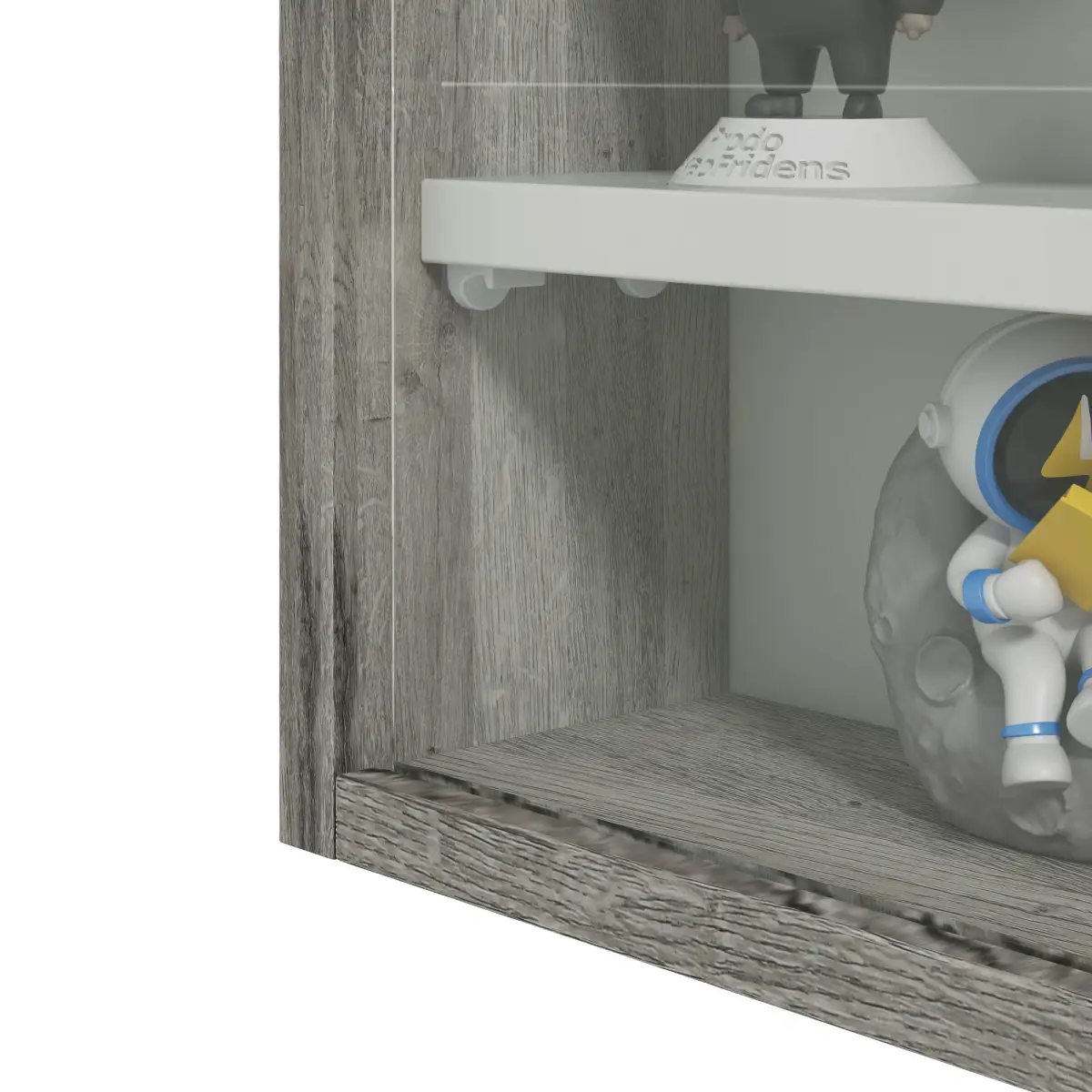 HOMCOM HOMCOM 5-Tier Wall Display Shelf Unit Cabinet w/ Shelves Glass Doors Grey Wood - Display Cabinet