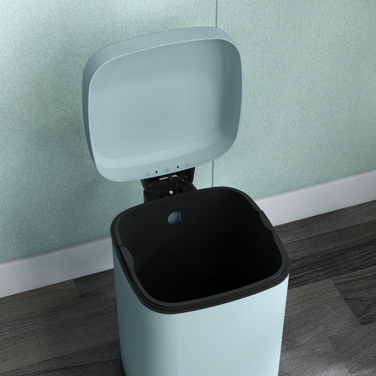 HOMCOM 12L Kitchen Pedal Bin, Metal Rubbish Bin with Soft-close Lid, Light Green - from PawHut