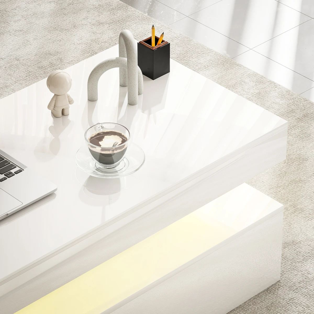 HOMCOM LED Coffee Table With RGB Light Living Room by HOMCOM
