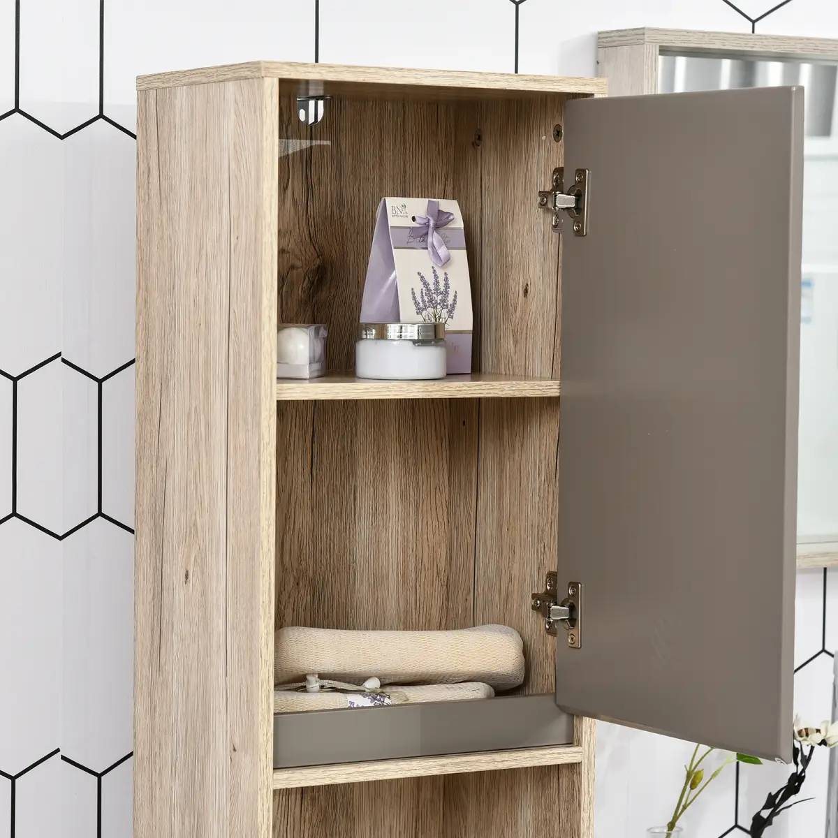 Unbranded 170cm Freestanding Storage Cabinet Slimline Unit w/ 2 Cupboards 2 Compartments - Display Cabinet