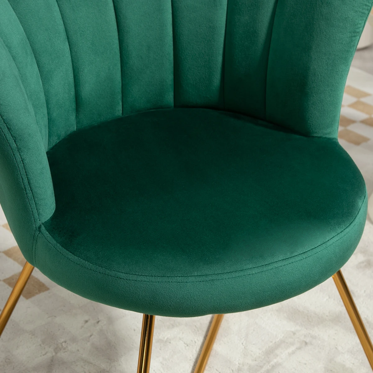 HOMCOM HOMCOM Velvet Accent Chair Lotus Backrest Green Living Room - Accent Chair