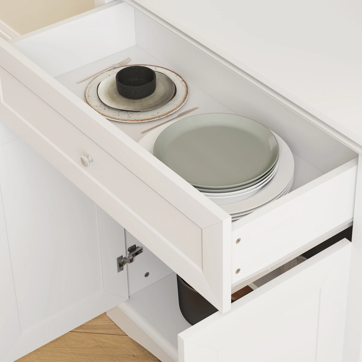 HOMCOM HOMCOM Kitchen Cupboard Storage Cabinet Tall With Drawer Glass Doors Adjustable Shelves For Kitchen Organization - Chest of Drawers