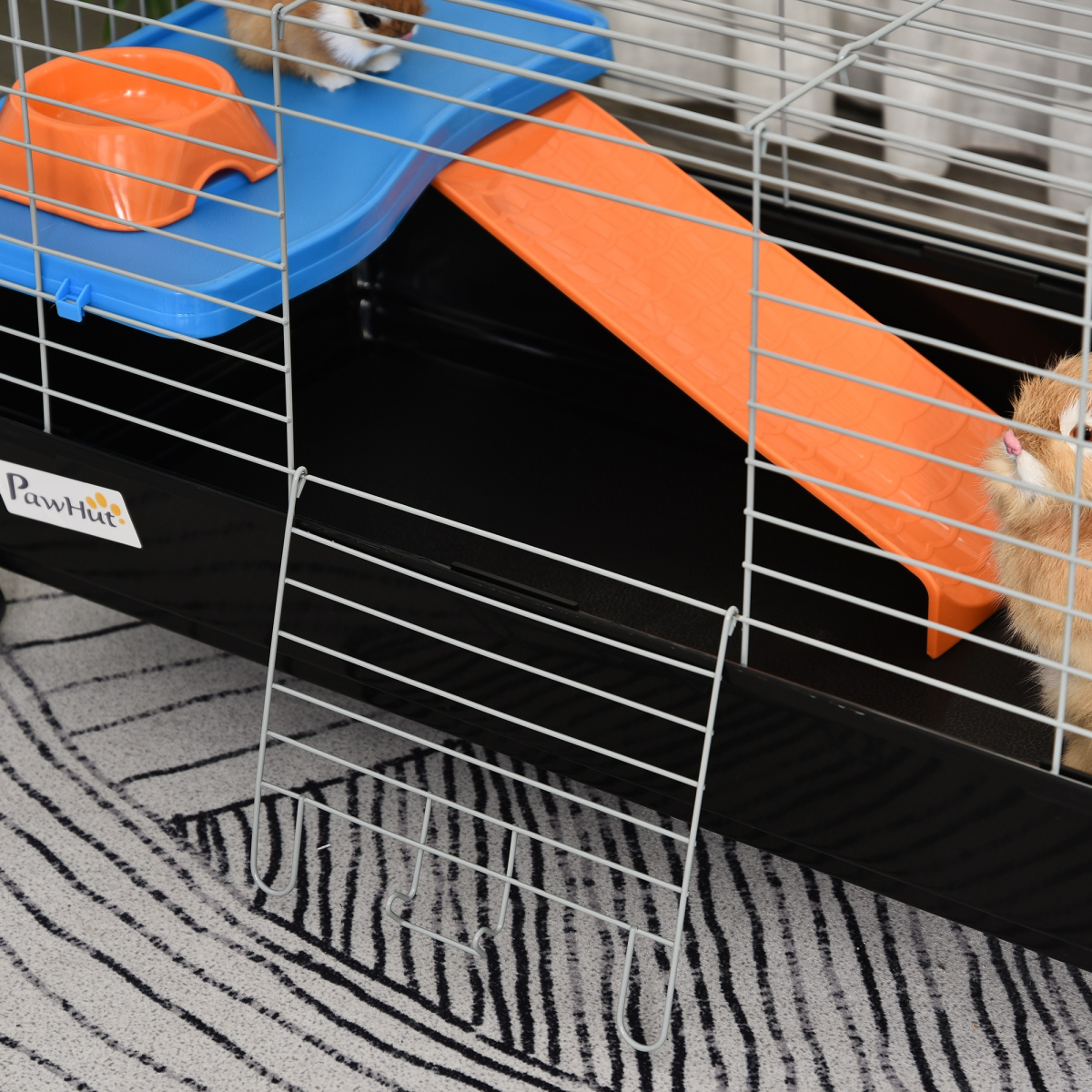 89cm Small Animal Home Cage for Rabbit Ferret Chinchilla w/ Wheels Black - from Pawhut