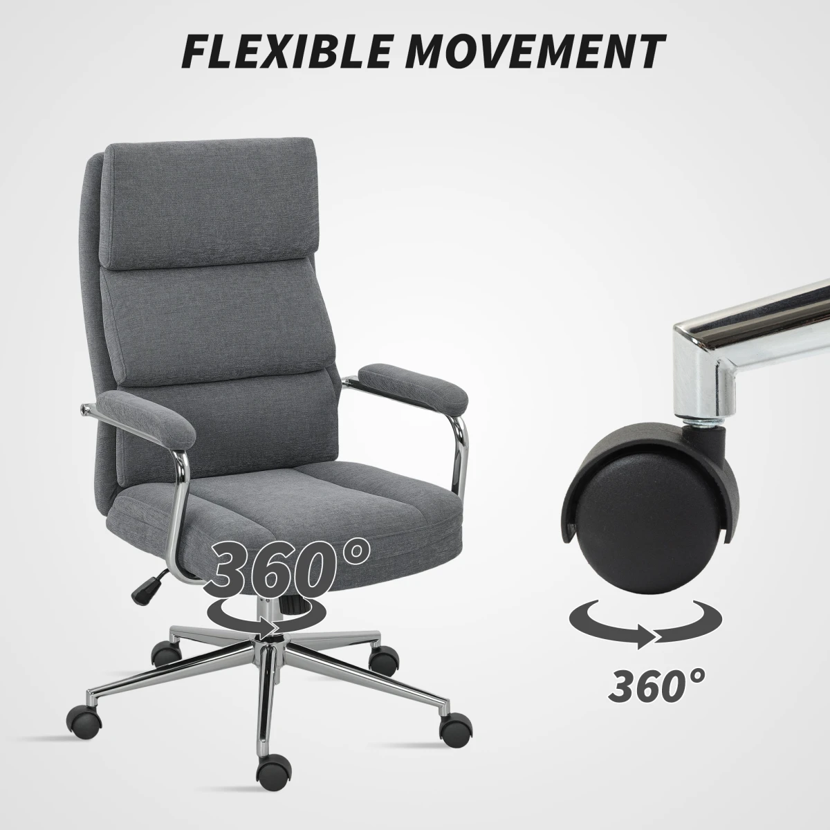 HOMCOM Linen Office Chair 12cm Seat Tilt Home by HOMCOM