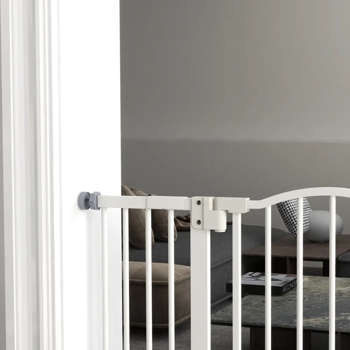 PawHut PawHut 74-100cm Adjustable Metal Pet Gate Safety Barrier w/ Auto-Close White - Pet Gate