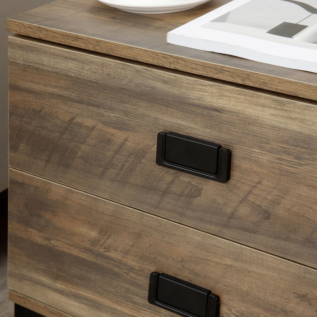 HOMCOM Faded End Table 2-Drawer Storage Bedroom - Coffee Table