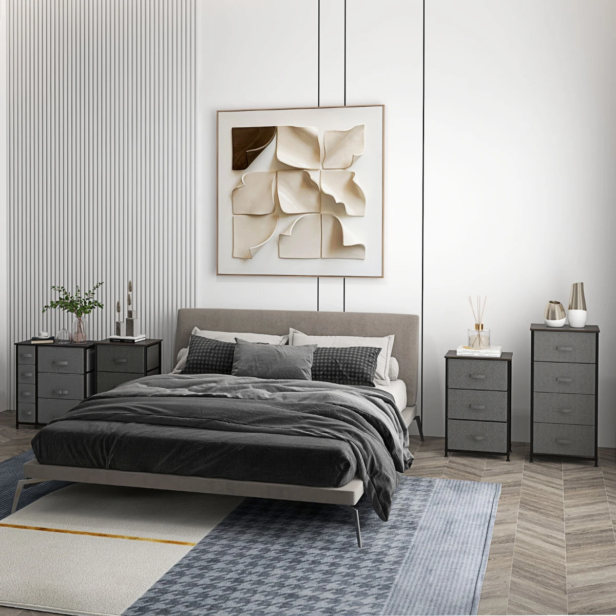 HOMCOM Chest Of Drawers 7-Drawer Fabric Drawers With Sturdy Metal Frame For Bedroom Storage by HOMCOM
