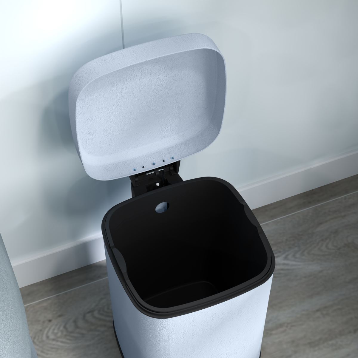 HOMCOM 12L Kitchen Pedal Bin, Metal Rubbish Bin with Soft-close Lid, Light Blue - from HOMCOM