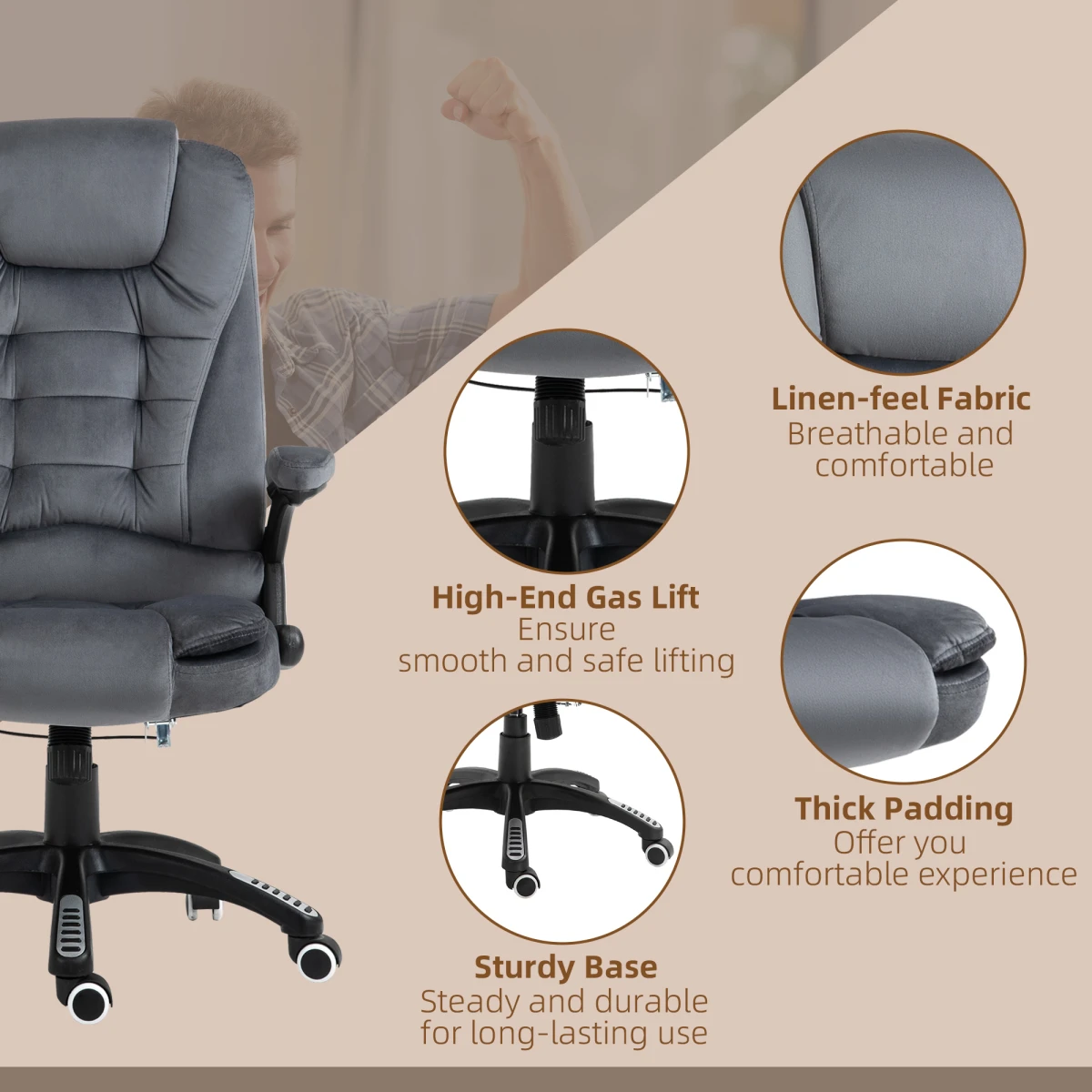 Premium Executive Massage Recliner Chair Full Size Six Point Heating Headrest Office Use by Unbranded