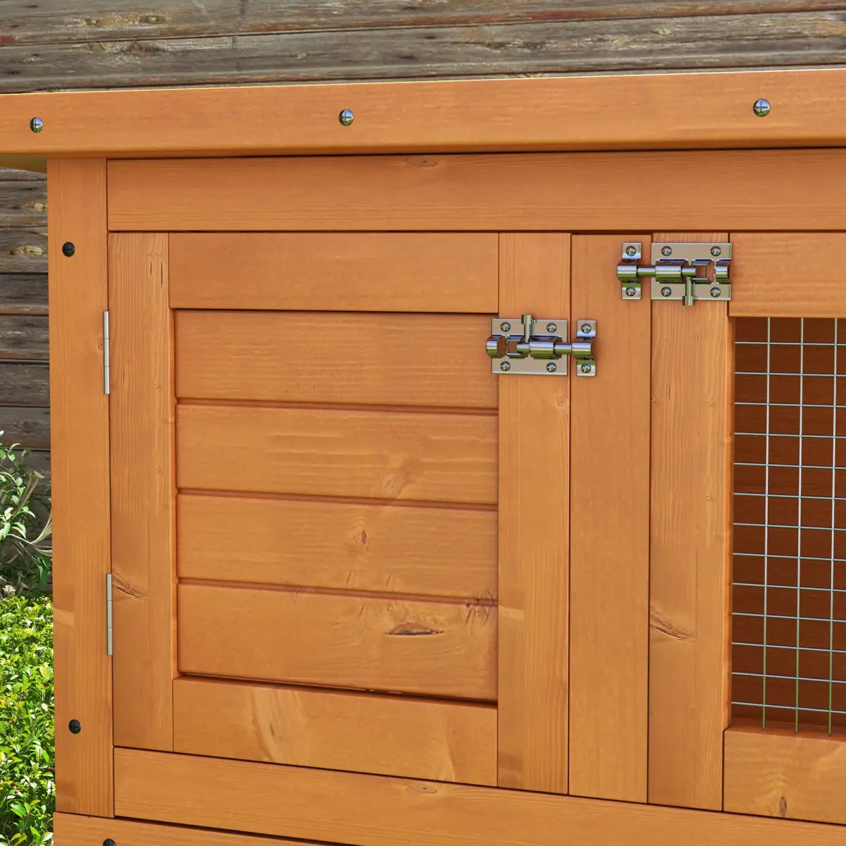 Pawhut 2-tier Rabbit Hutch Small Animal Wooden Bunnies House Outdoor Backyard 2 Sizes - Rabbit Hutch