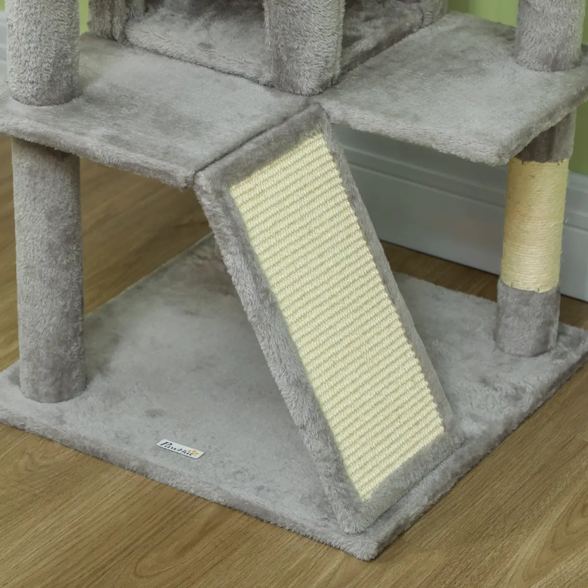 PawHut PawHut 138cm Cat Tree with Scratching Posts and Pad, Bed, Condos, Light Grey - Cat Tree