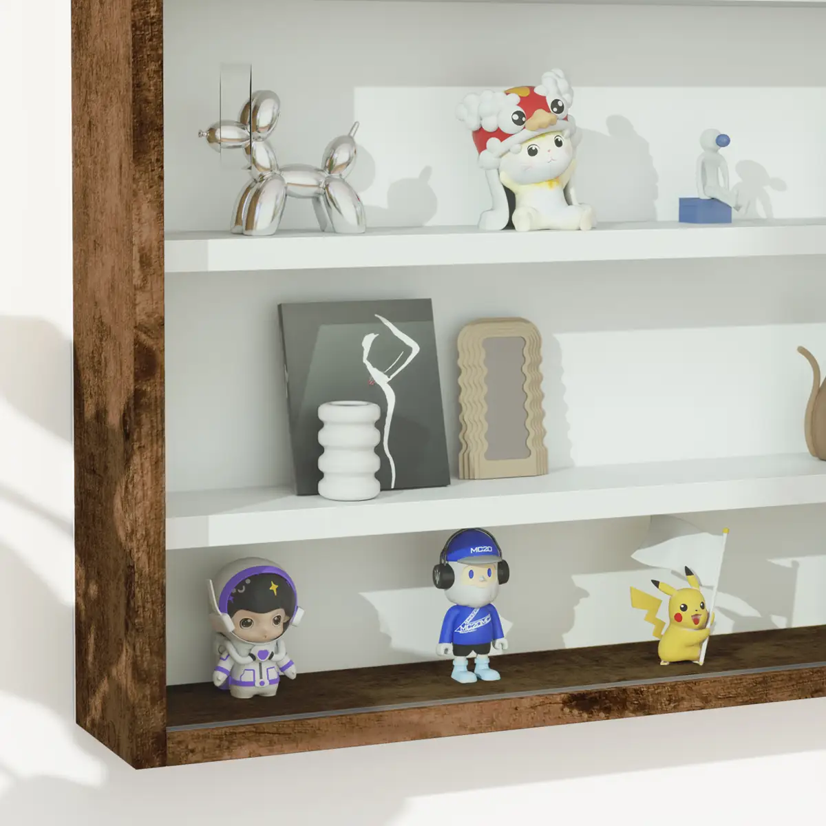HOMCOM HOMCOM 5-Tier Wall Display Shelf Unit Cabinet w/ Shelves Glass Doors brown - Display Cabinet