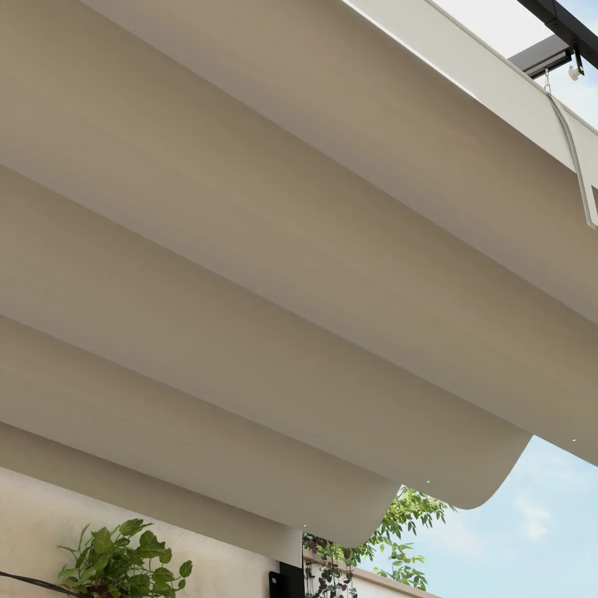 Outsunny Outsunny 2 x 3(m) Wall Mounted Pergola with Retractable Roof, Khaki - Gazebos