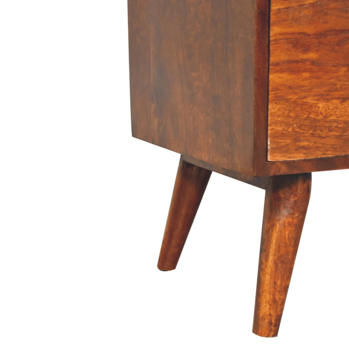 Artisan Solid Wood Bedside Table 18x14x24 Raised Back Shelf T Bar Drawer Mango Chestnut For Bedroom by Artisan Furniture