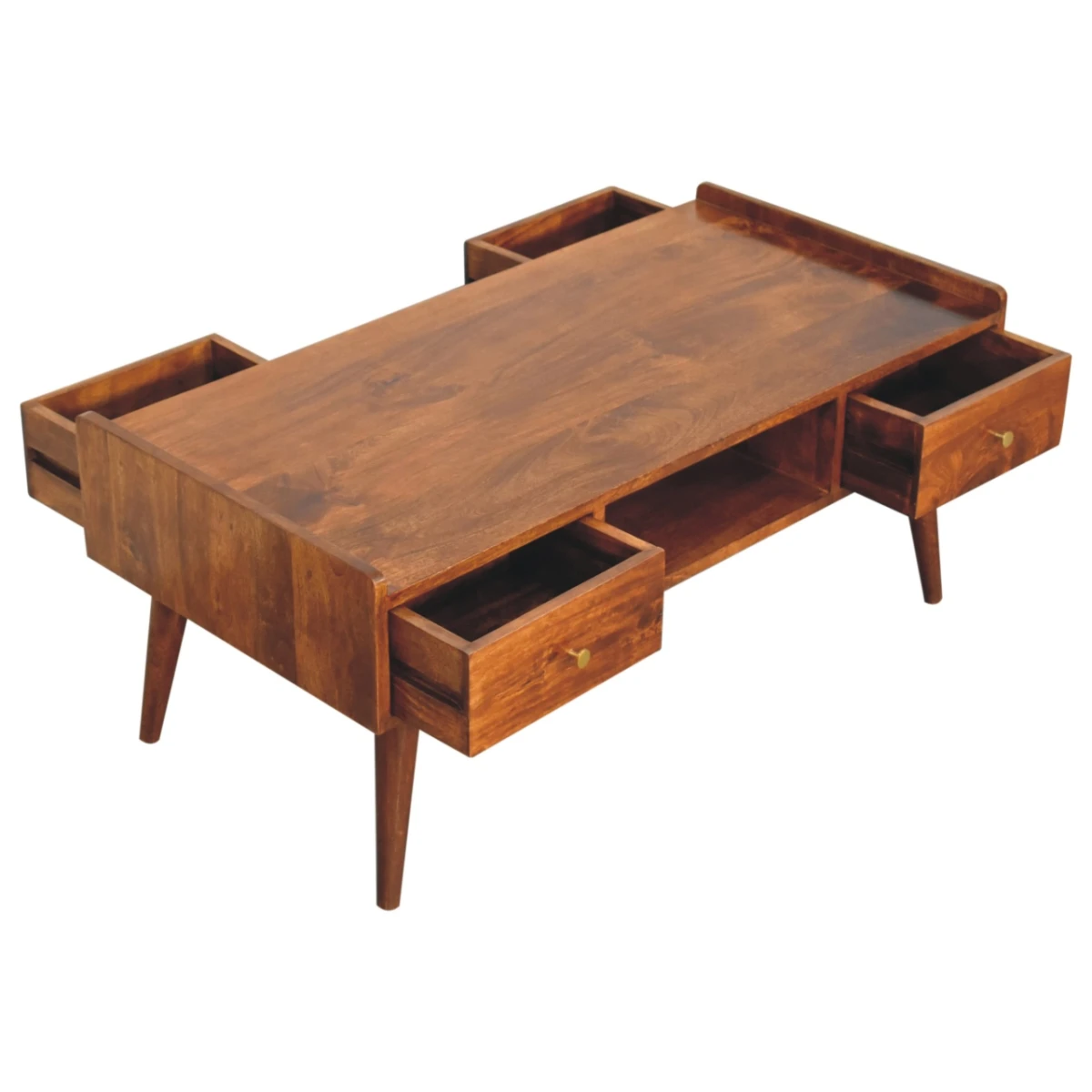 Artisan Media Unit Wide Chestnut Finish Elevated Legs TV by Artisan Furniture