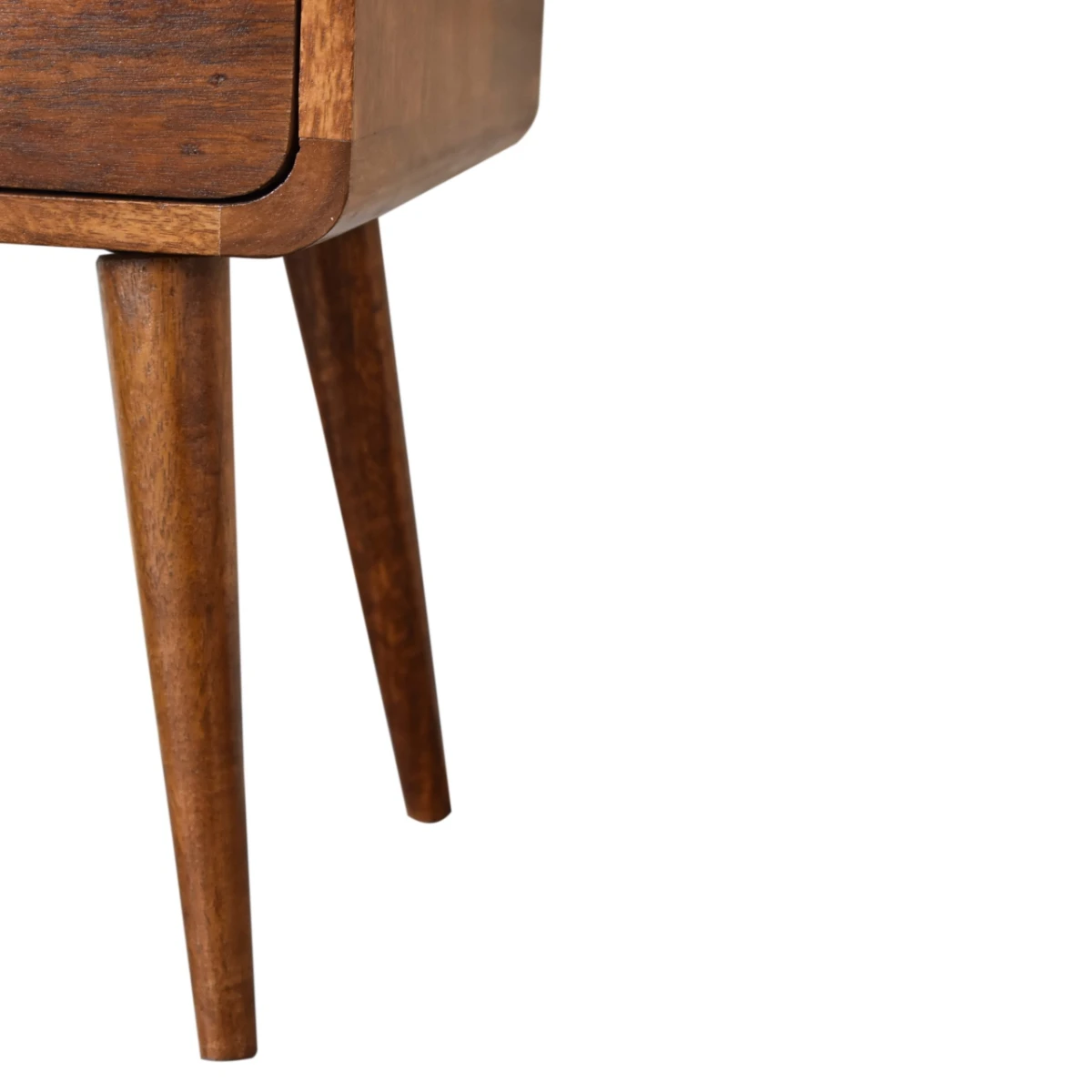 Artisan Furniture Artisan Solid Mango Wood Mini Chestnut Bedside Table With Curved Edges For Small Spaces - Bedside Table