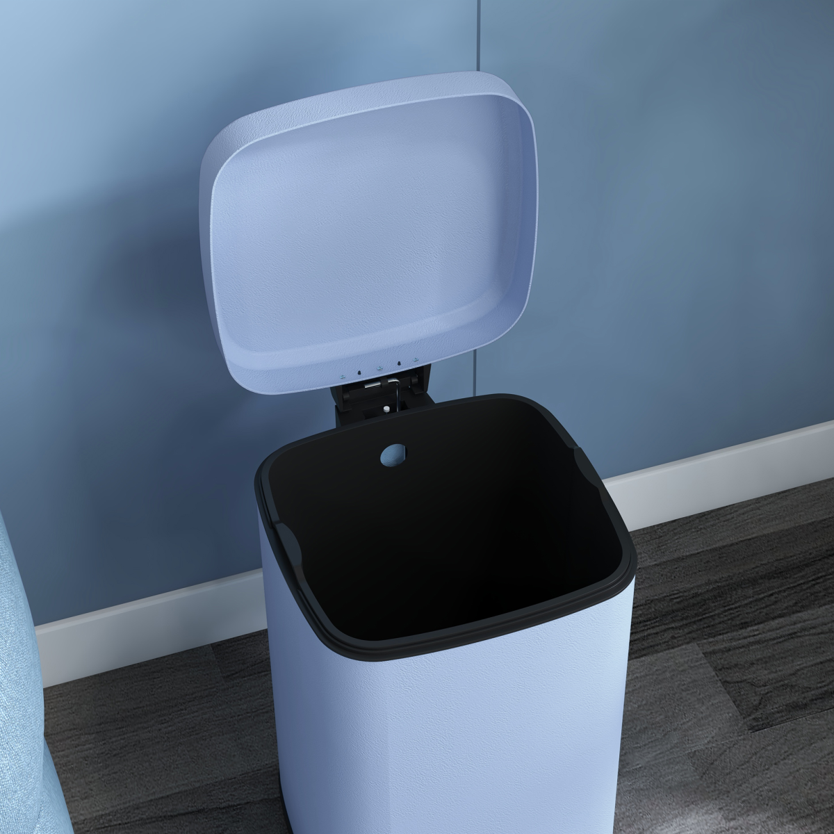 HOMCOM 20L Kitchen Pedal Bin, Metal Rubbish Bin with Soft-close Lid, Light Blue - from PawHut