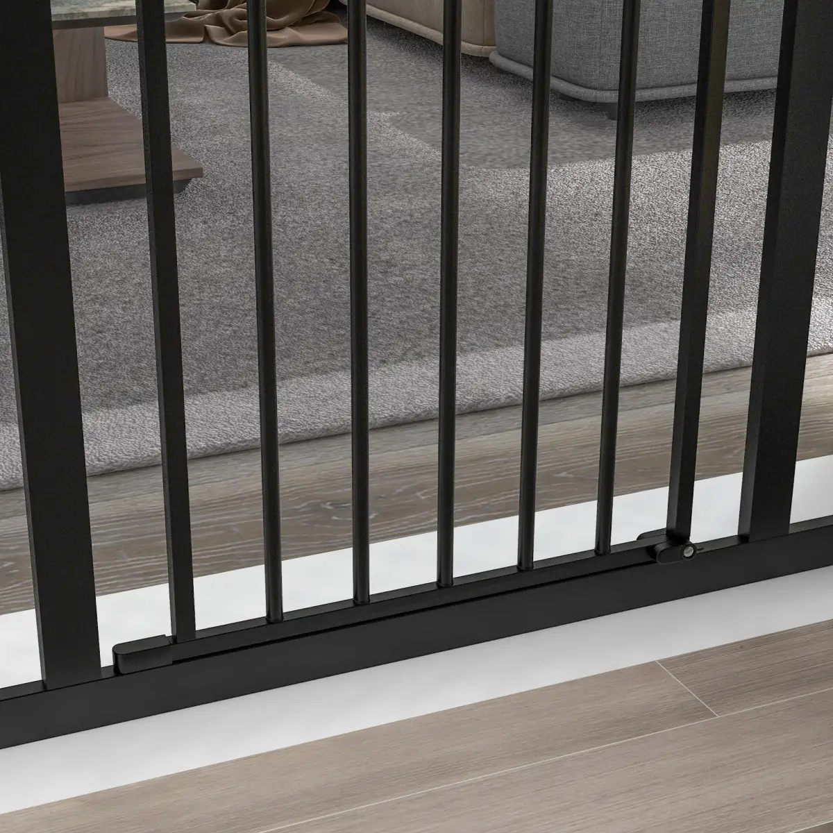 PawHut PawHut 74-100cm Adjustable Metal Pet Gate Safety Barrier w/ Auto-Close Black - Pet Gate