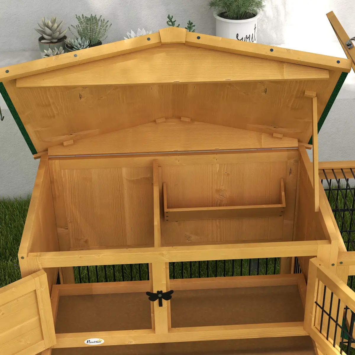 PawHut Pawhut Rabbit Hutch Pet House Outdoor Run Design w/ Water-Resistant Paint Ramp - Rabbit Hutch