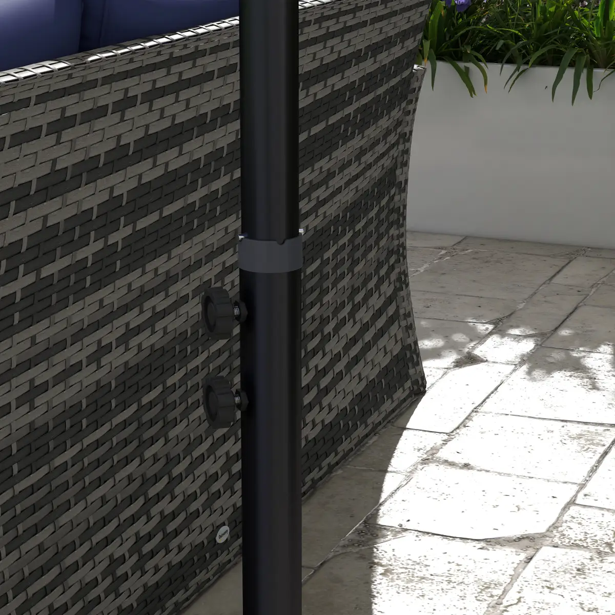 Outsunny Outsunny 3 m Cantilever Parasol with Cross Base, Crank Handle, 6 Ribs, Beige - Parasol
