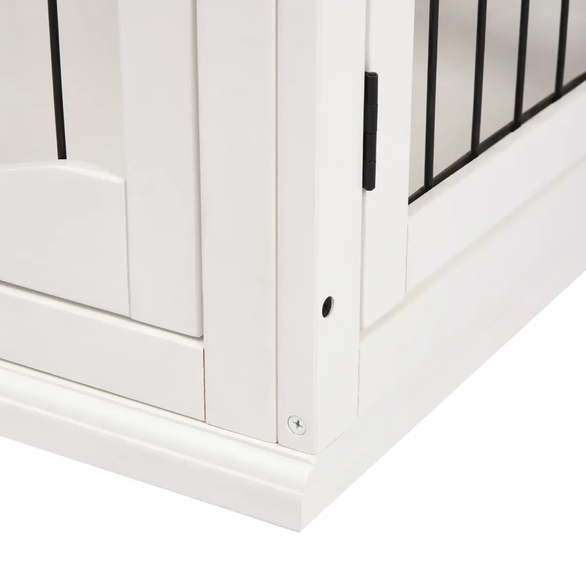 Pawhut Wooden Dog Crate End Table Pet Puppy Cage w/Metal Wire for Small Dog White - Dog Crate